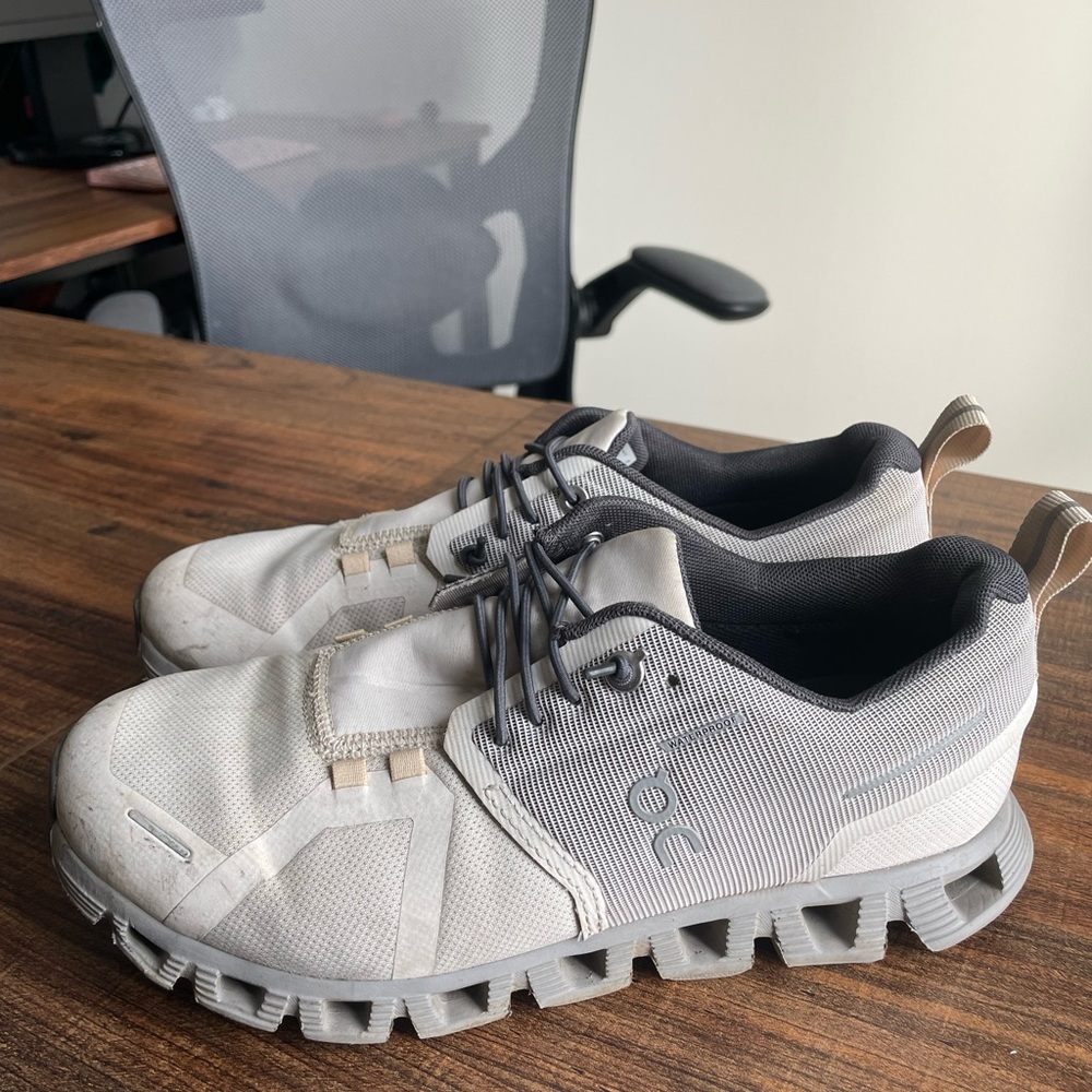 On Running White and Black Waterproof Running Shoes